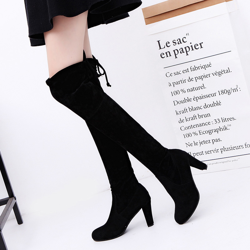Botas femininas tecido elástic - Knee High Sock Women avaliação e preço