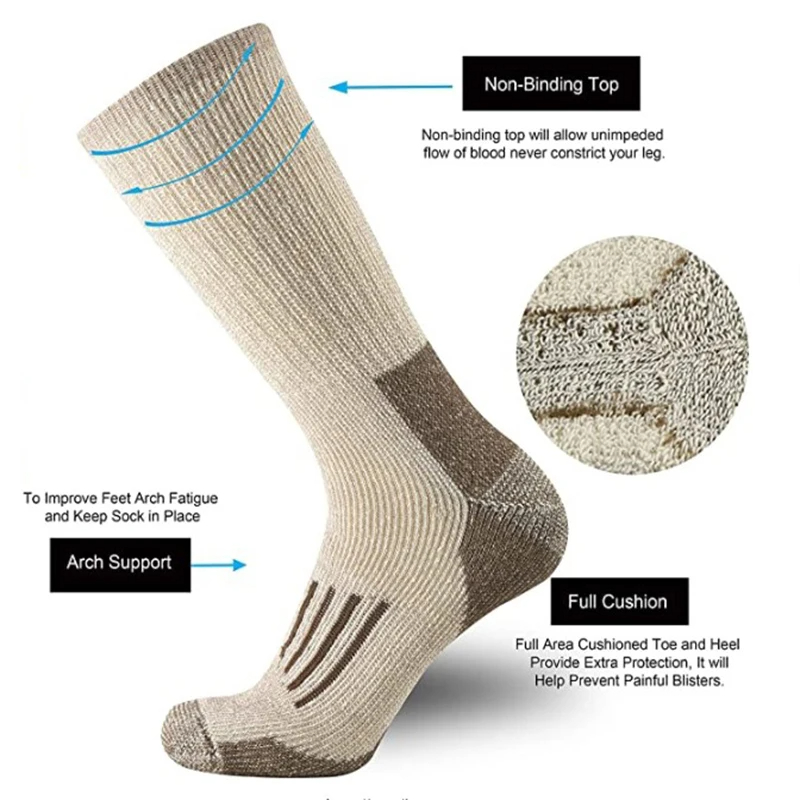Meias de Lã 80% Quentes e Gros - Wool Hiking Sock avaliação e preço
