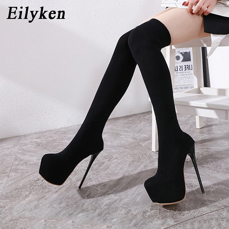 Eilyken moda plataforma tecido - Knee High Sock Women avaliação e preço